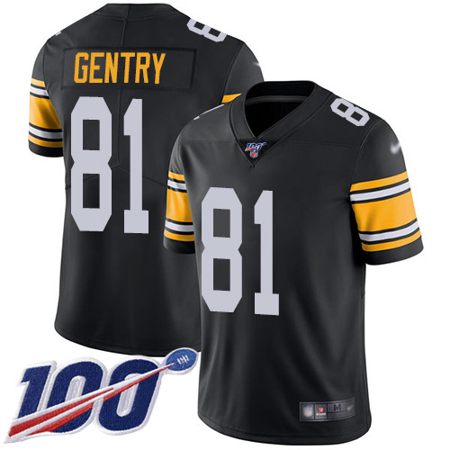 Men Pittsburgh Steelers Football 81 Limited Black Zach Gentry Alternate 100th Season Vapor Untouchable Nike NFL Jersey